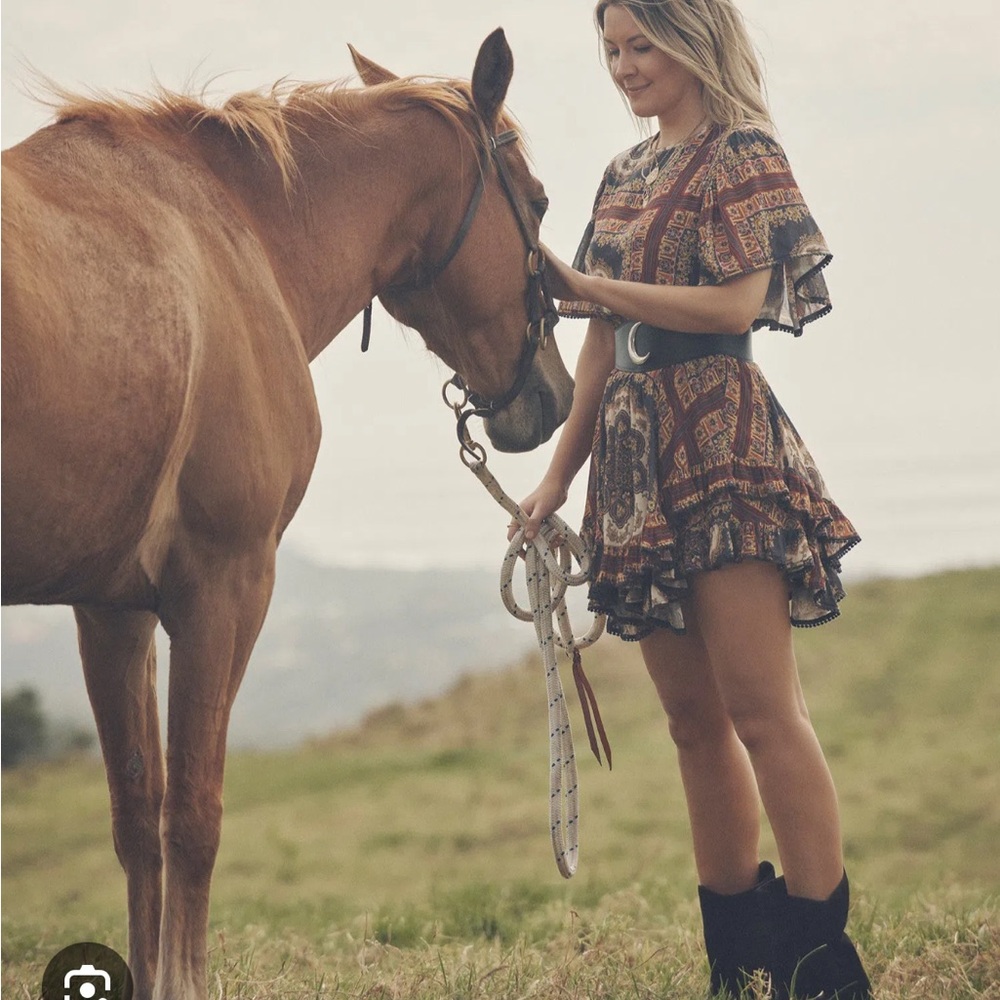Spell Rumor Ruffle Mini Dress - M